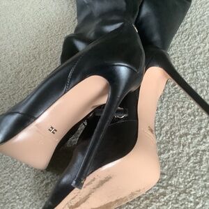 🚫 Sold 🚫 39 Elisabetta Franchi Black Super Soft Leather Thigh High Boots.